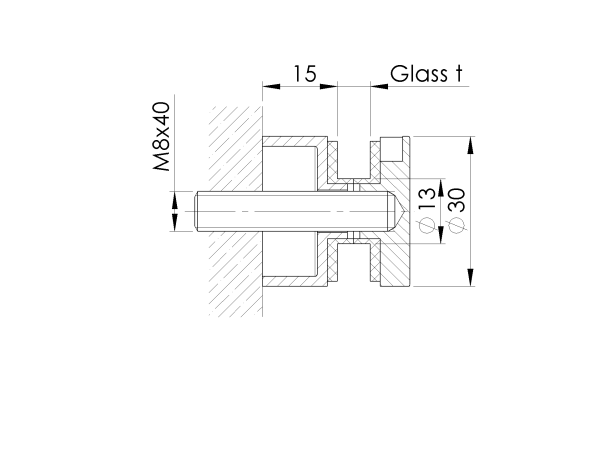 Punkthalter RAL7016 Anthrazit Ø30 Edelstahl Glashalter Verbinder